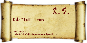 Káldi Irma névjegykártya