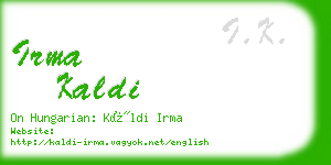 irma kaldi business card